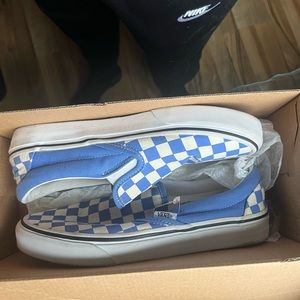 Vans blue checkered slip on